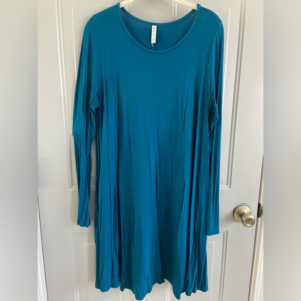 Chic Teal Long Sleeve Dress